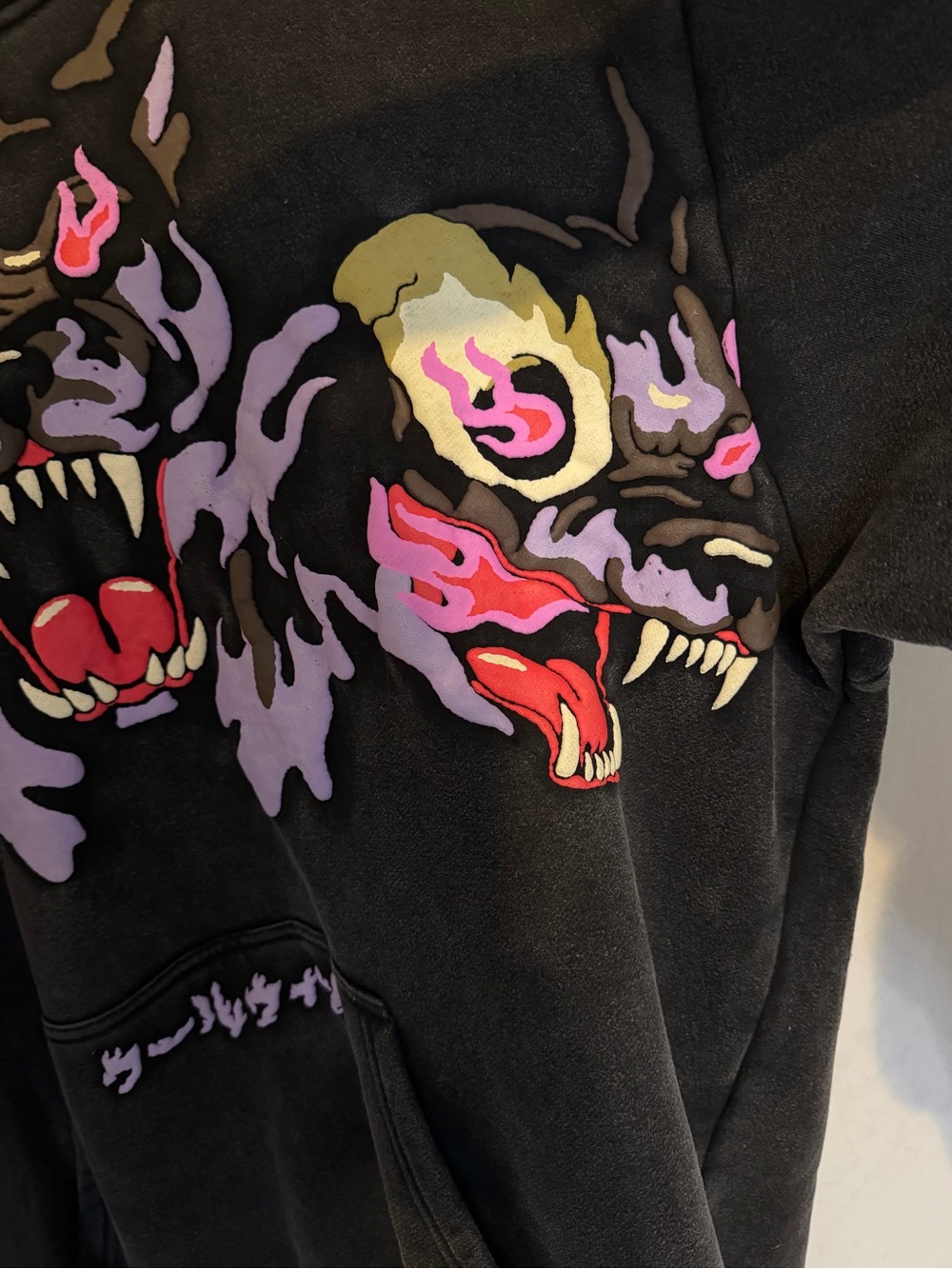 Hellhound Flame Hoodie Oversized Y2K Goth Anime Streetwear 2XL - Picture 5 of 11